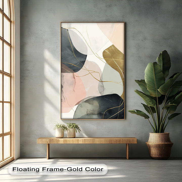 Golden Contours – Minimalist Earth-Tone Abstract Canvas Print - MyPhotoStation