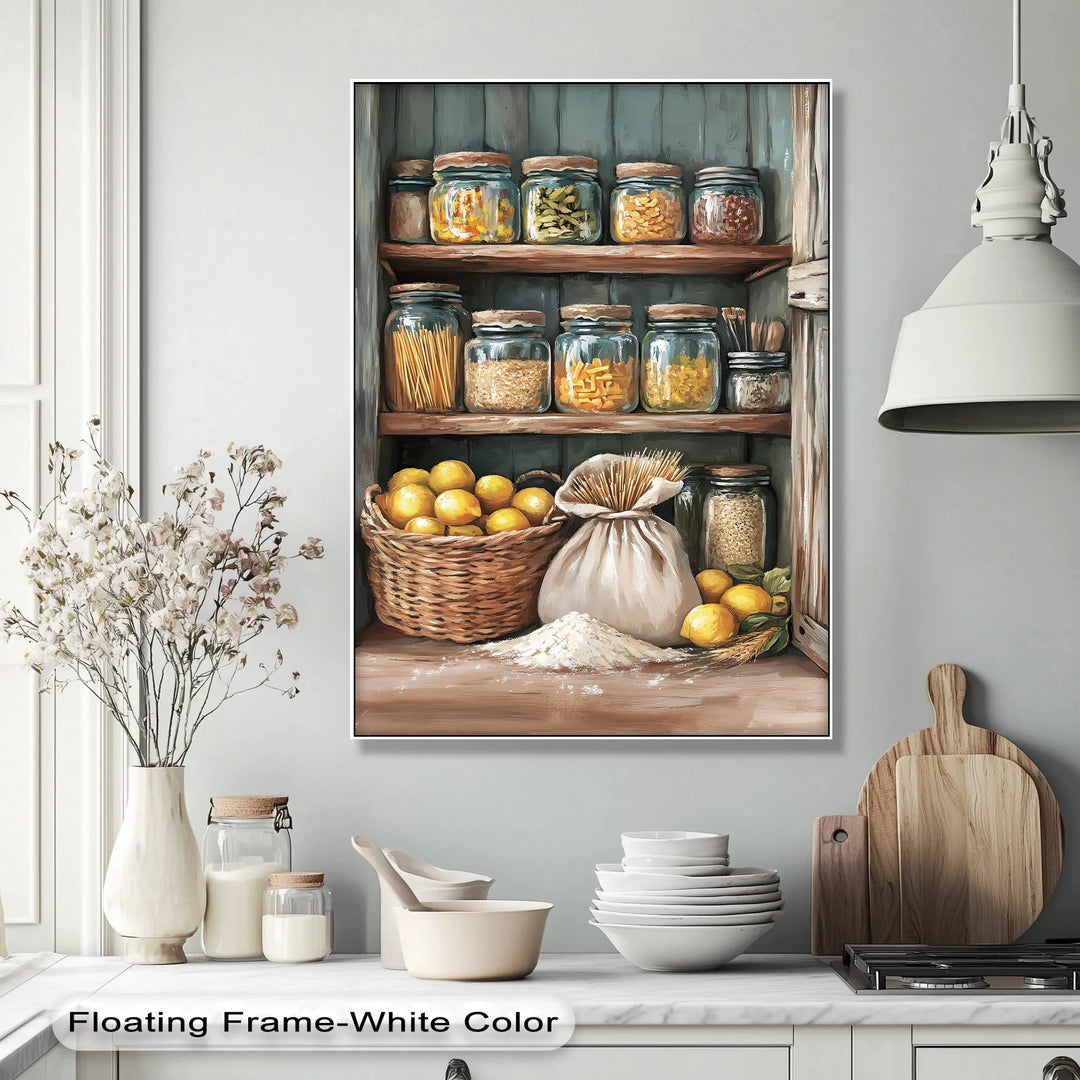 Rustic Pantry Stock – Mediterranean Kitchen Shelf Canvas Print - MyPhotoStation