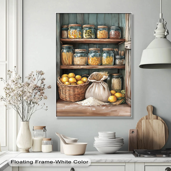 Rustic Pantry Stock – Mediterranean Kitchen Shelf Canvas Print - MyPhotoStation