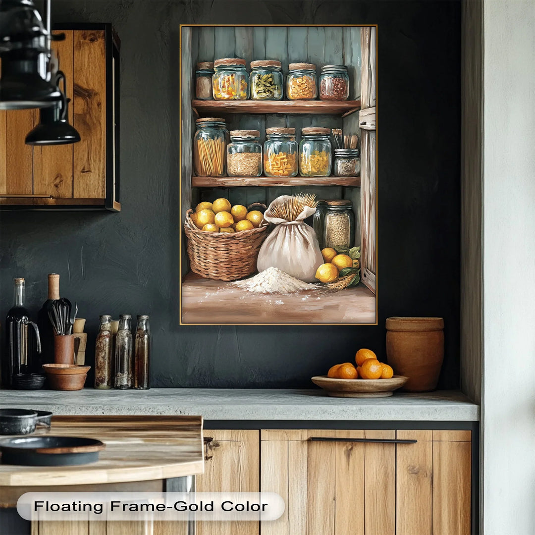 Rustic Pantry Stock – Mediterranean Kitchen Shelf Canvas Print - MyPhotoStation