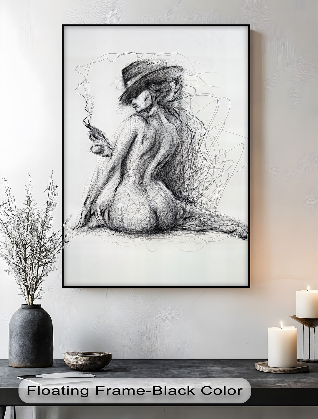 Smoke and Curves – Nude Canvas Print| Framed Wall Art