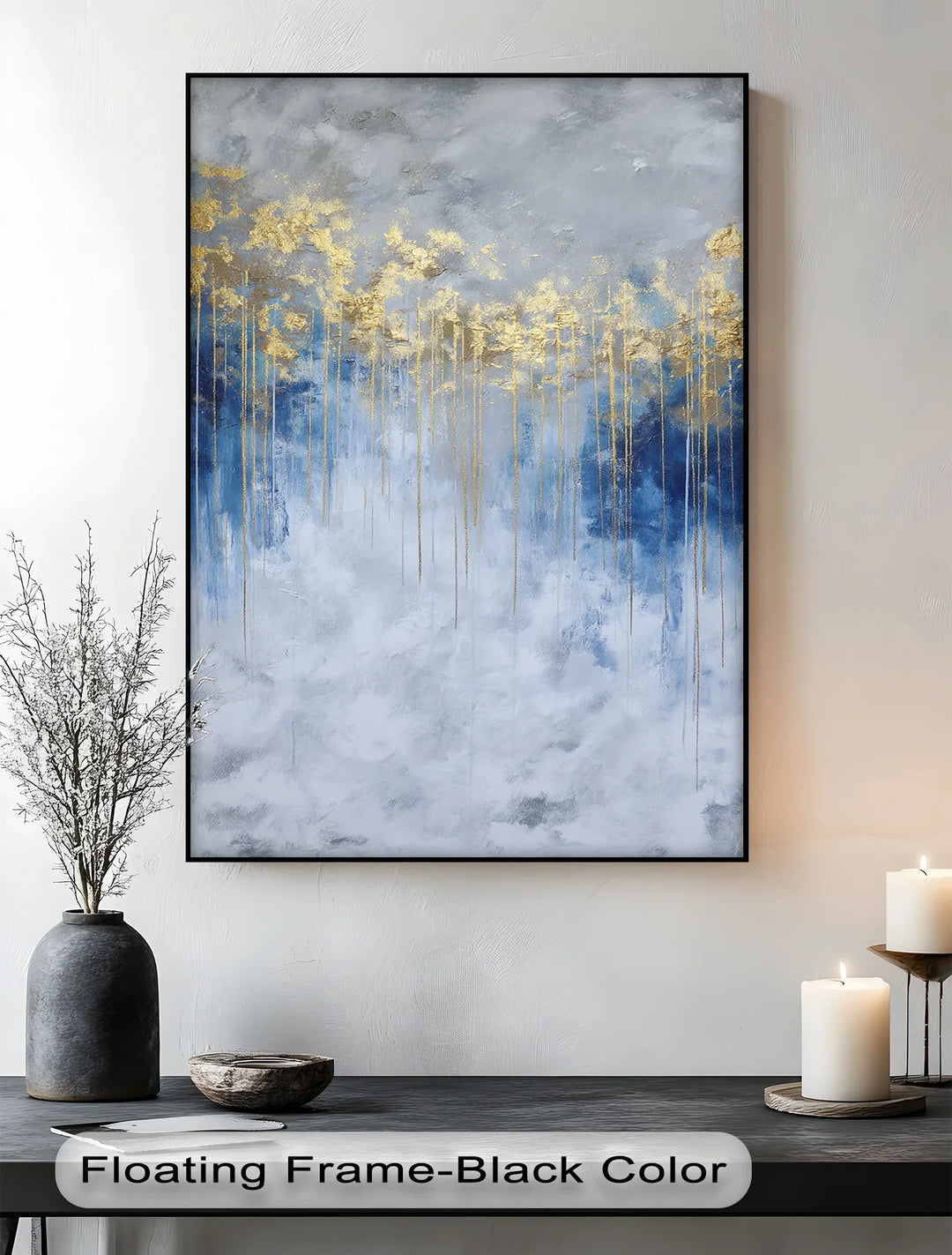 Golden Skyline on Stormy Blue – Luxury Abstract Canvas Print - MyPhotoStation