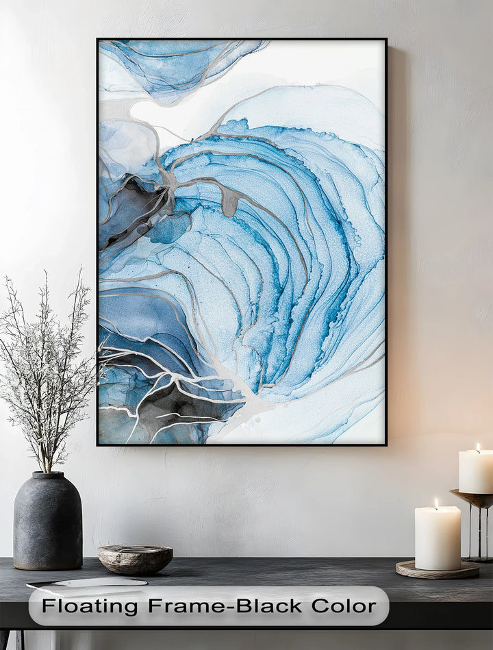 Abyssal Flow – Abstract Ocean Swirl in Indigo and Slate Blue Canvas Prints - MyPhotoStation