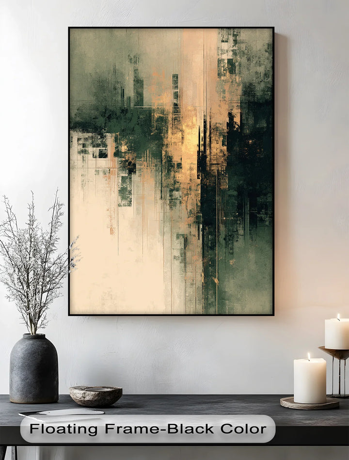 Urban Fade – Textured Green and Gold Abstract Canvas Print - MyPhotoStation
