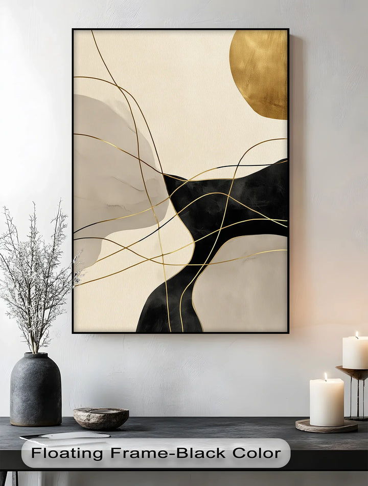 Golden Balance – Modern Black and Gold Abstract Canvas Print - MyPhotoStation