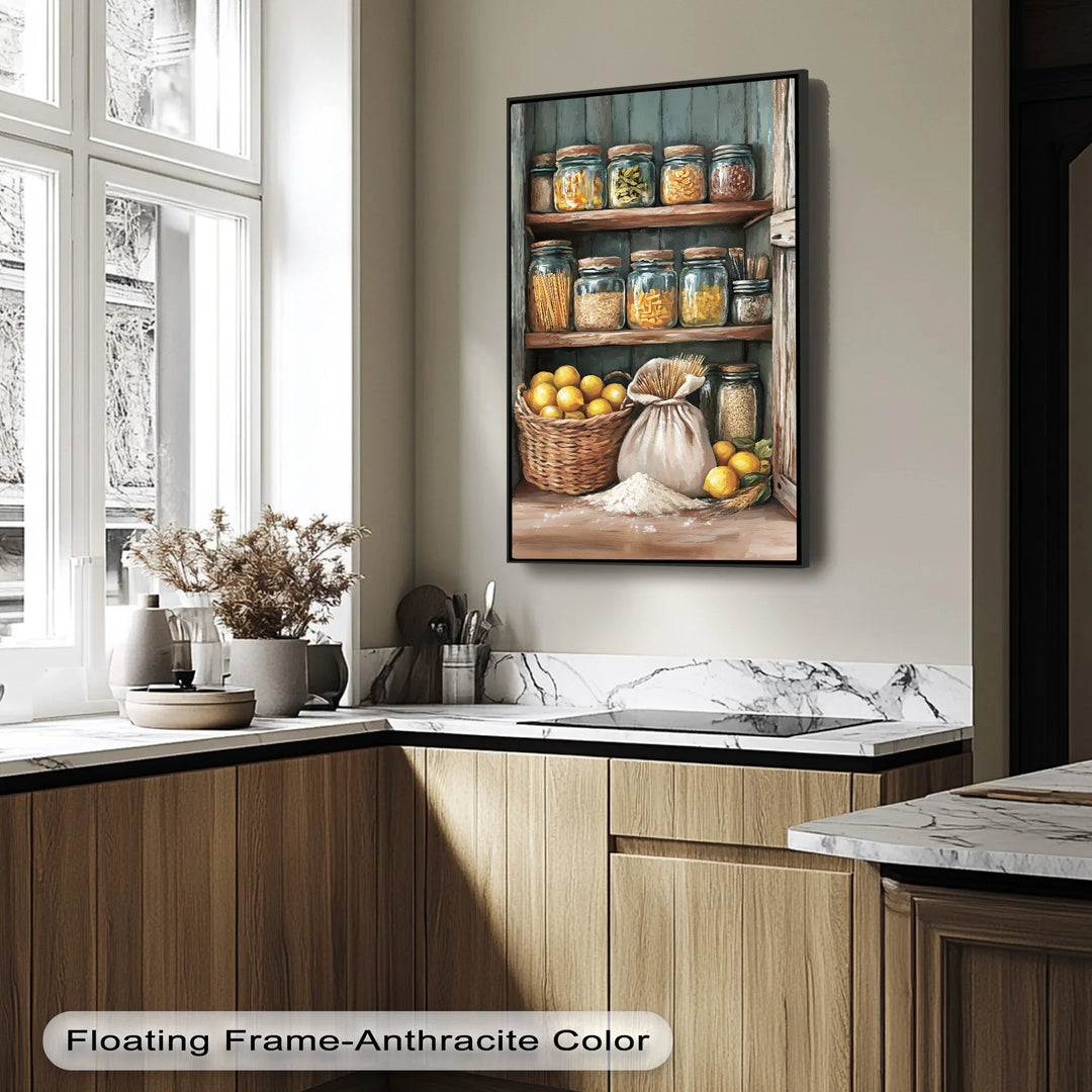 Rustic Pantry Stock – Mediterranean Kitchen Shelf Canvas Print - MyPhotoStation