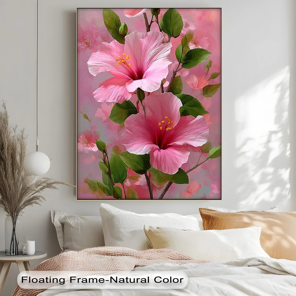 Pink Hibiscus Elegance – Romantic Tropical Floral Canvas Print - MyPhotoStation