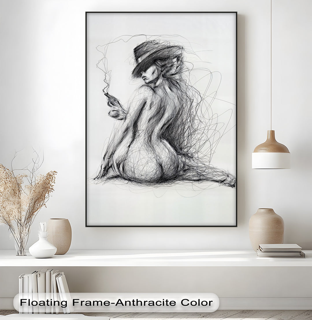 Smoke and Curves – Nude Canvas Print| Framed Wall Art