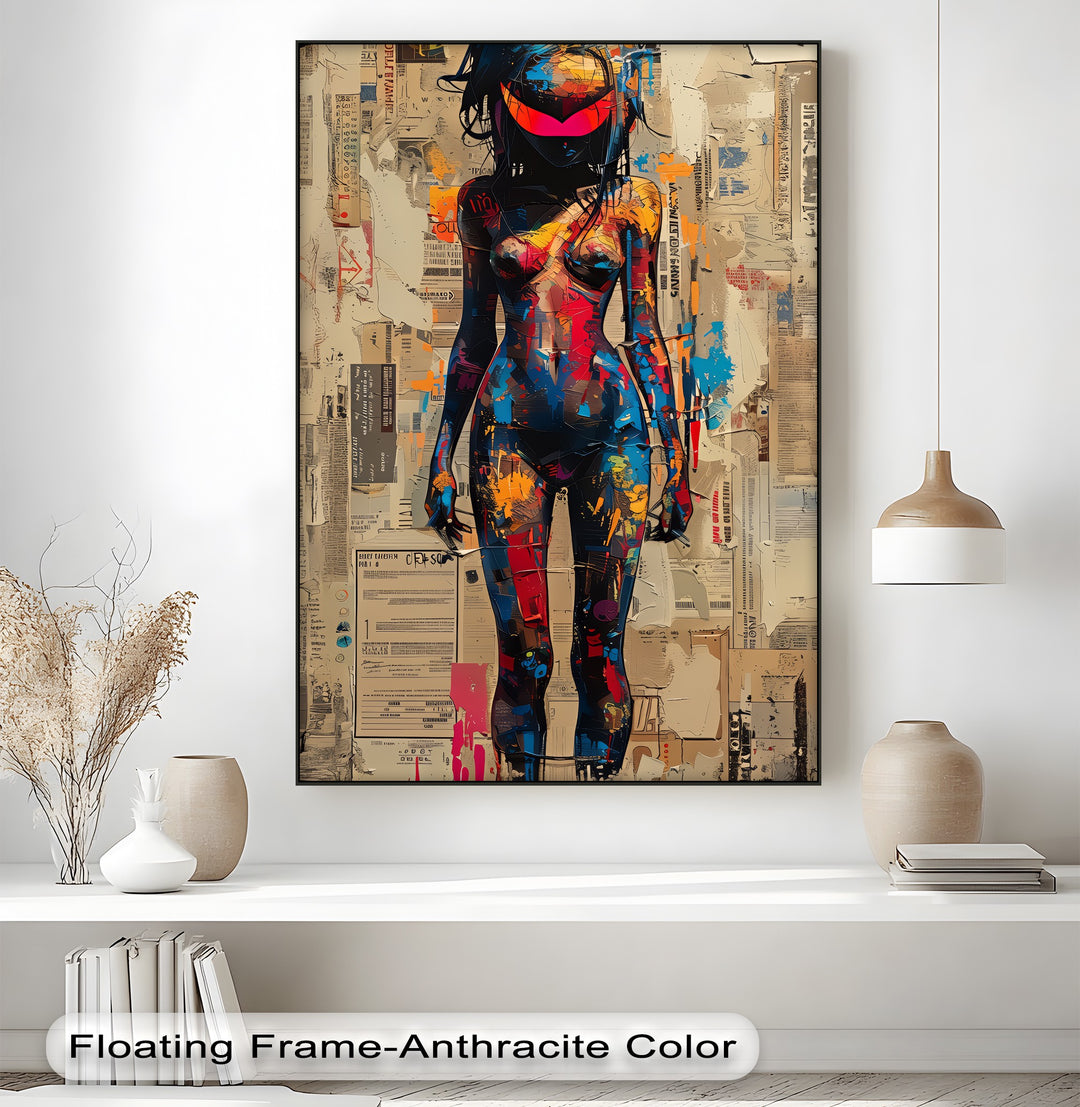 Graffiti Female Silhouette with Visor – Erotic Canvas Print | Artwork Canvas