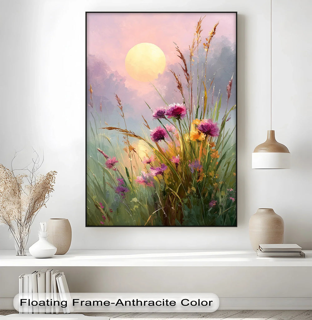 Wildflower Meadow at Dusk – Sunset Landscape Canvas Print - MyPhotoStation