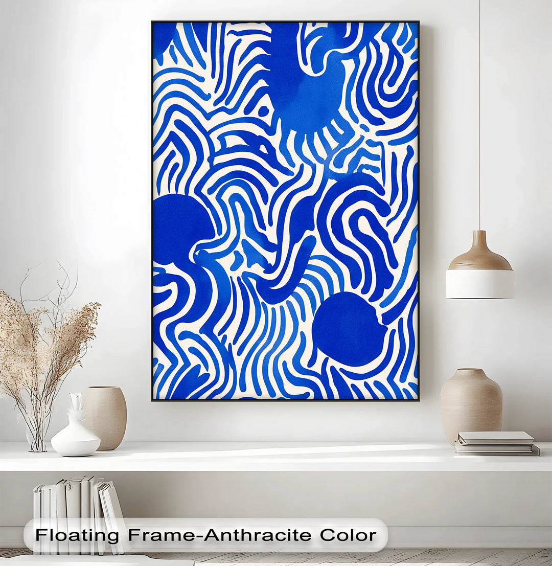 Electric Rhythm – Modern Blue Patterned Canvas Print - MyPhotoStation