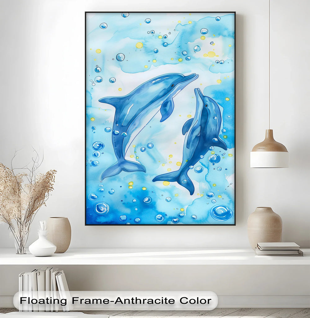 Joyful Dolphins in Bubbly Waters – Blue Ocean Canvas Prints - MyPhotoStation