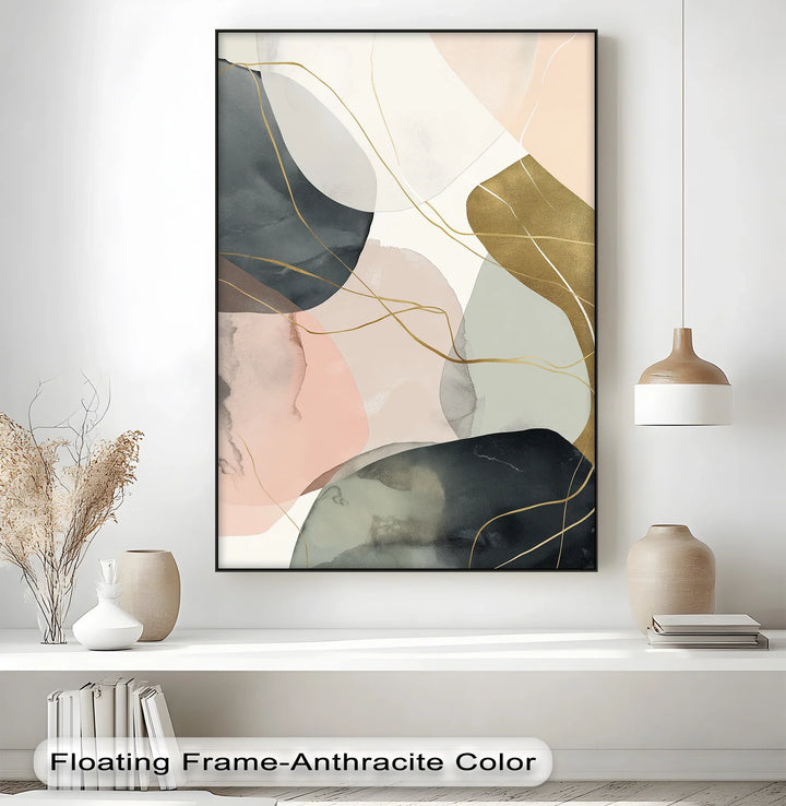 Golden Contours – Minimalist Earth-Tone Abstract Canvas Print - MyPhotoStation