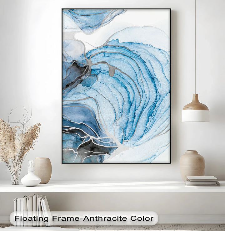 Abyssal Flow – Abstract Ocean Swirl in Indigo and Slate Blue Canvas Prints - MyPhotoStation