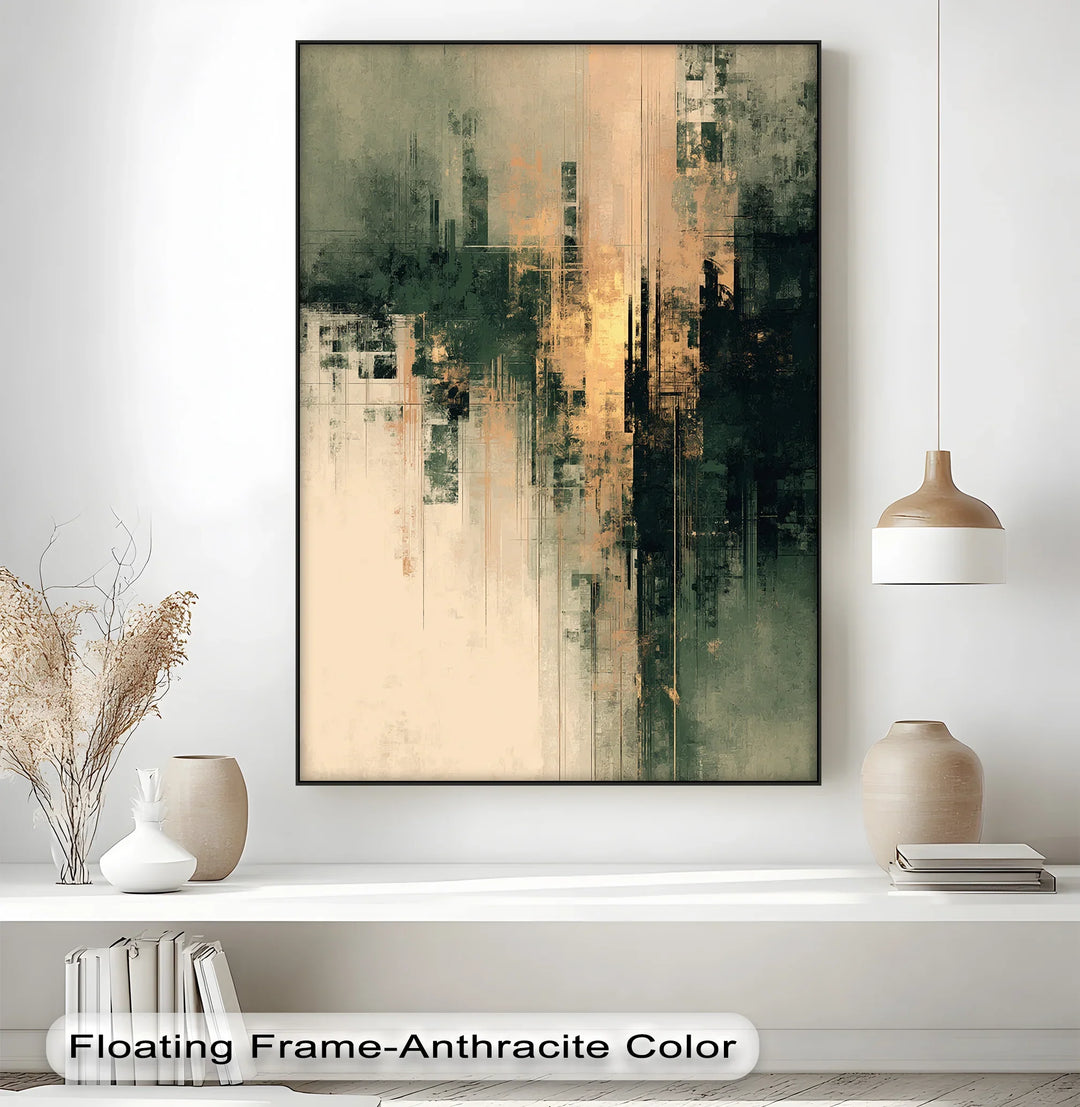 Urban Fade – Textured Green and Gold Abstract Canvas Print - MyPhotoStation