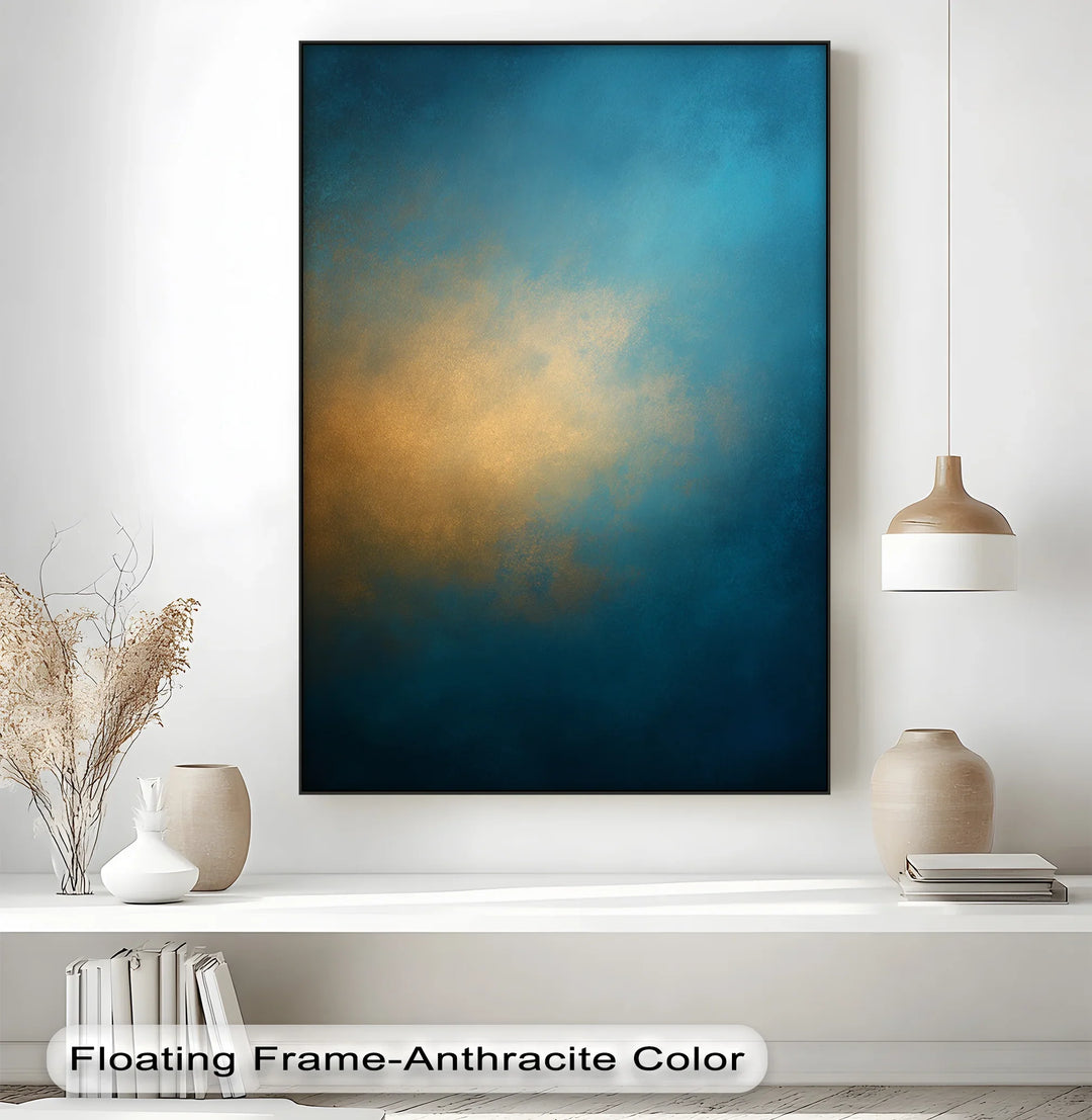 Golden Horizon Fade – Deep Blue and Amber Canvas Print - MyPhotoStation