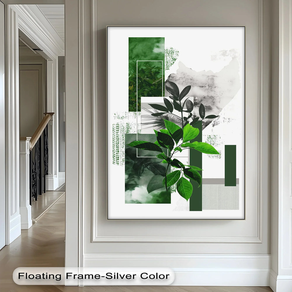 Geometric Botanical Contrast – Modern Leaf Collage Canvas Print - MyPhotoStation