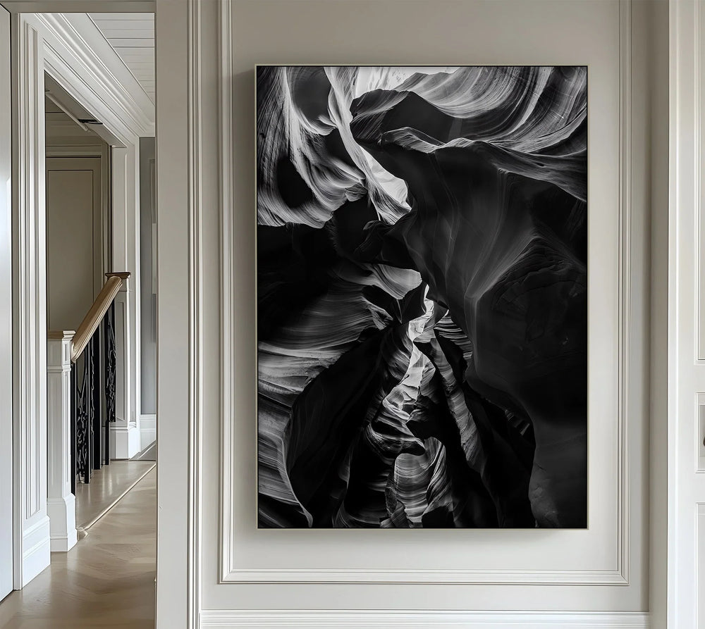Perfect for modern spaces, this abstract canvas print evokes deep canyon textures and raw elegance.