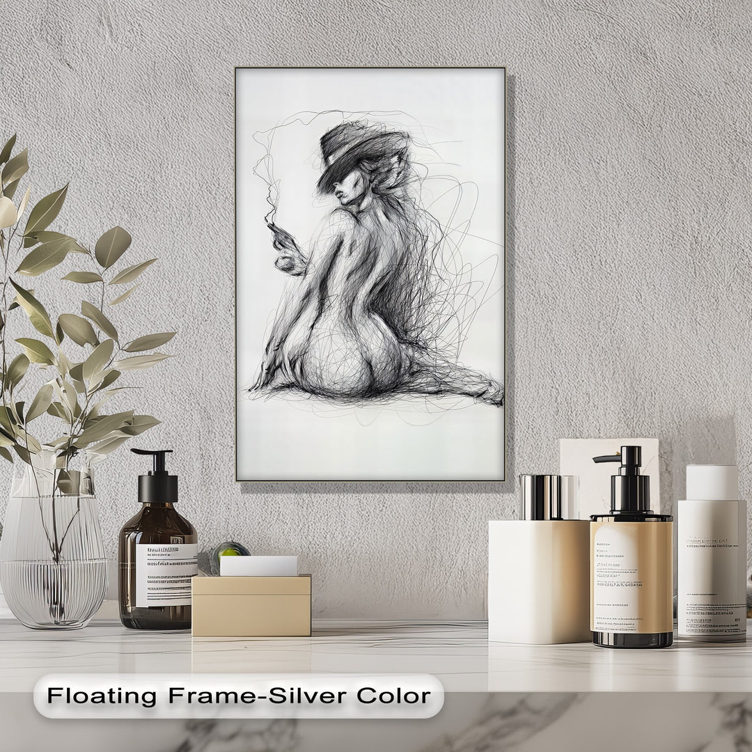 Smoke and Curves – Nude Canvas Print| Framed Wall Art