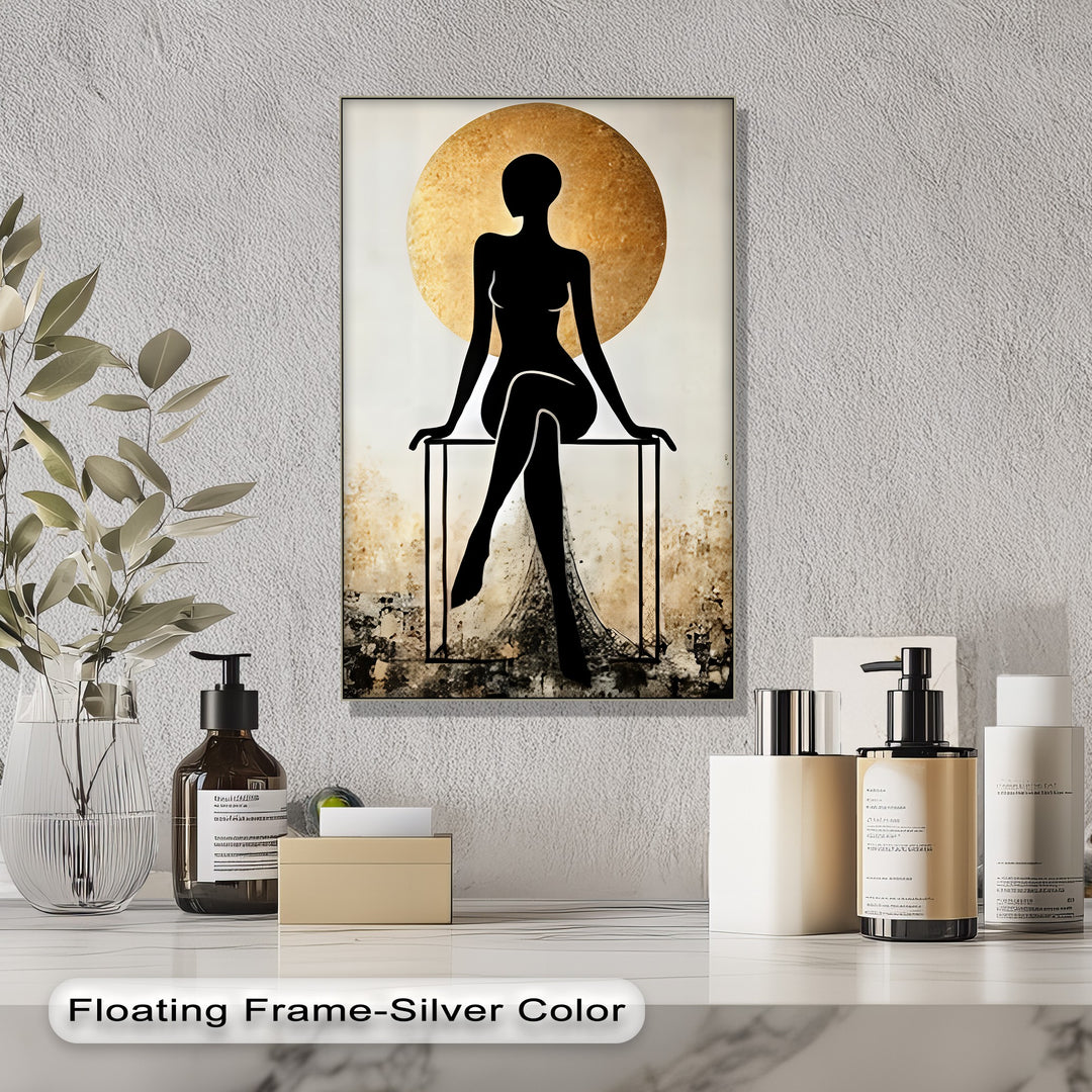 Golden Halo Silhouette – Erotic Canvas Print | Abstract Art
