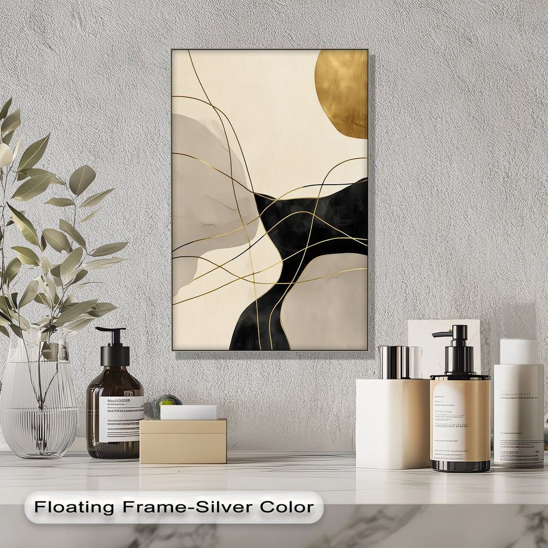 Golden Balance – Modern Black and Gold Abstract Canvas Print - MyPhotoStation