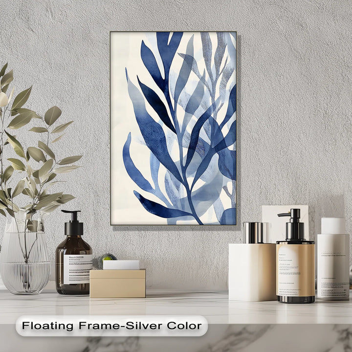Modern Blue Leaf Abstract – Elegant Botanical Canvas Prints - MyPhotoStation