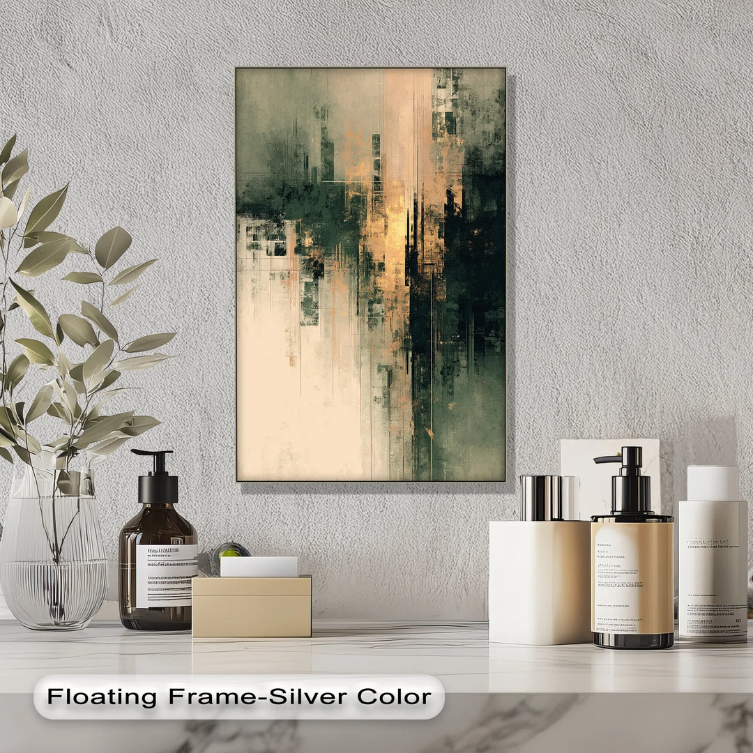 Urban Fade – Textured Green and Gold Abstract Canvas Print - MyPhotoStation