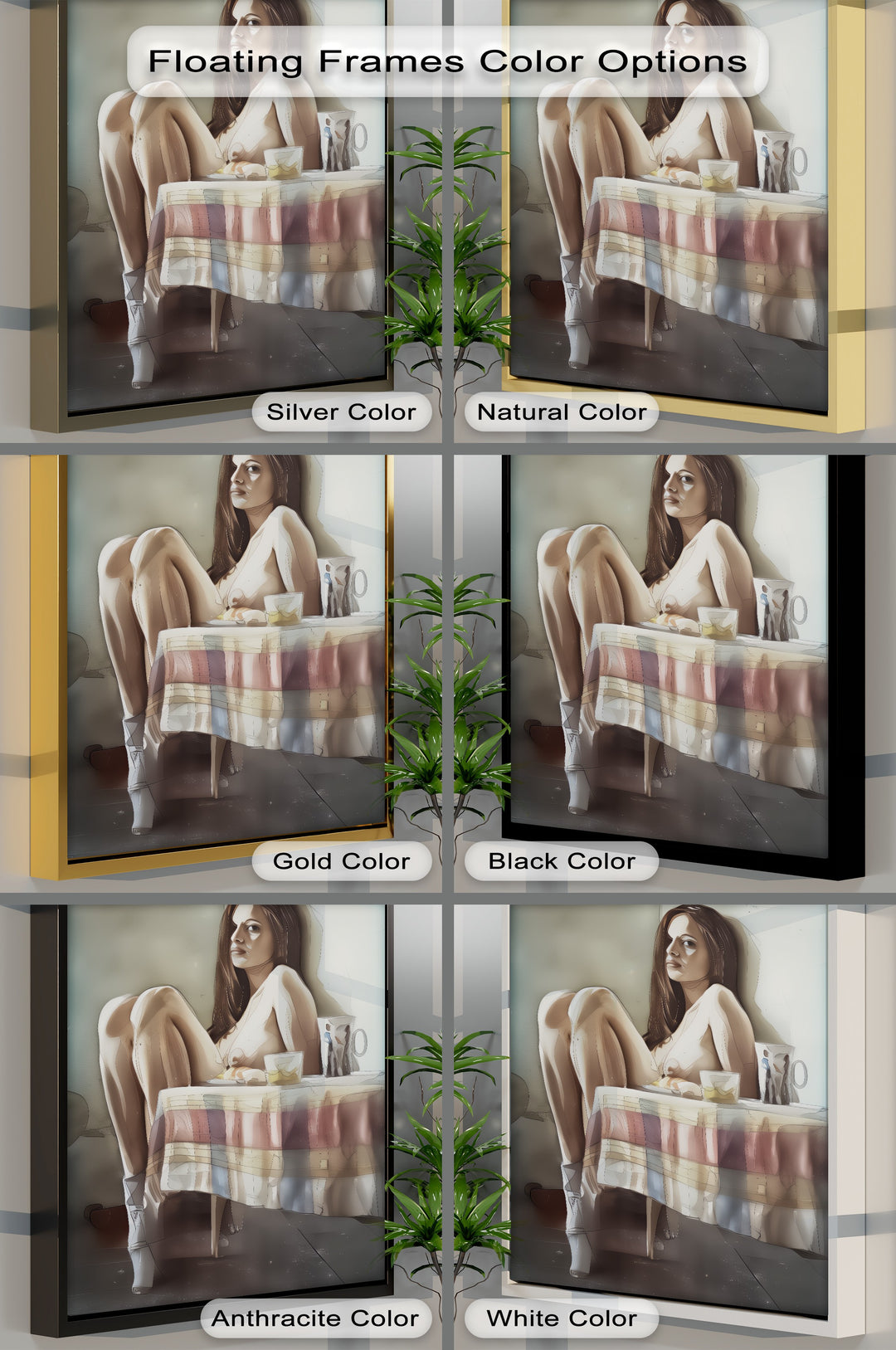 Melancholic Nude with Coffee Mug – Nude Canvas Art | Framed Art