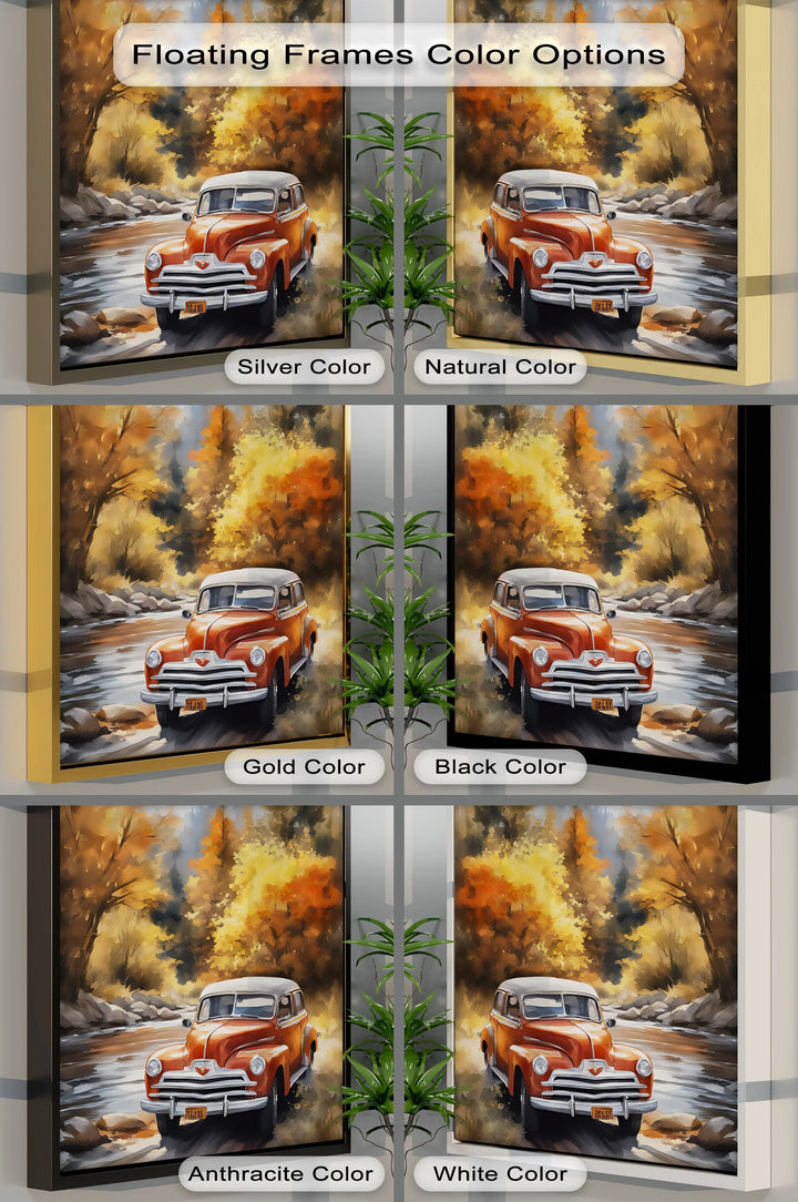 Autumn Journey – Vintage Car in Mountain Landscape Canvas Print - MyPhotoStation