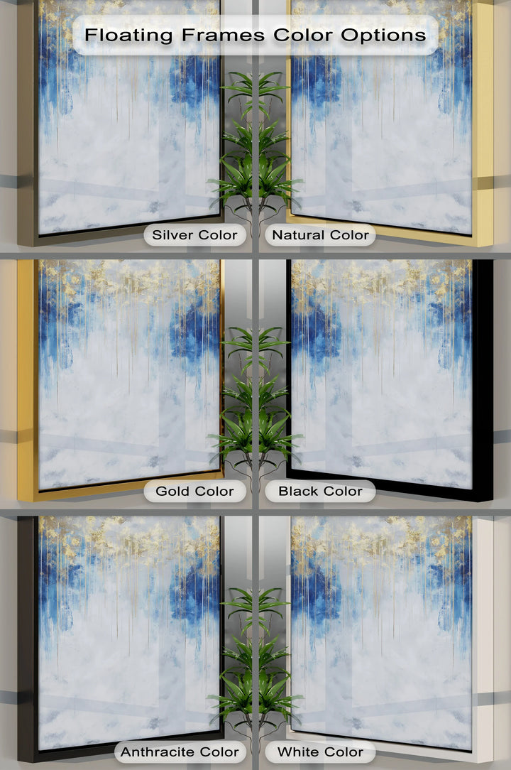 Golden Skyline on Stormy Blue – Luxury Abstract Canvas Print - MyPhotoStation