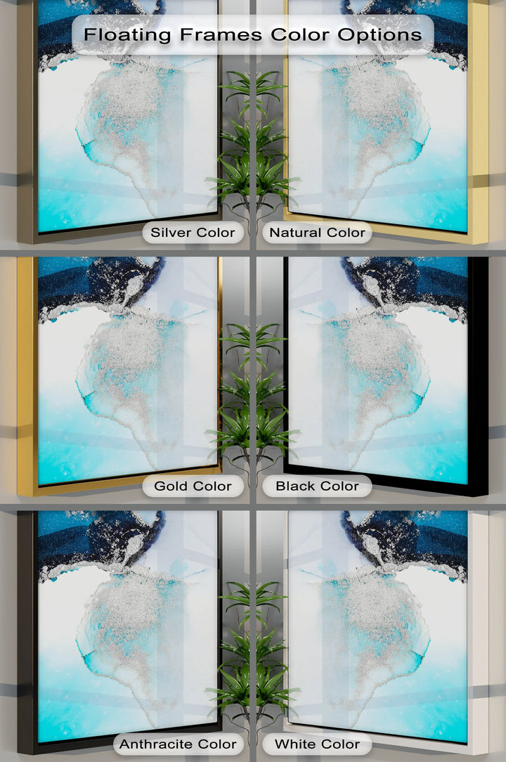 Arctic Glimmer – Icy Blue and Silver Abstract Blue Canvas Prints - MyPhotoStation