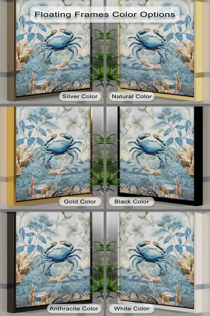 Blue Crab in Botanical Reef – Coastal Nature Canvas Print - MyPhotoStation