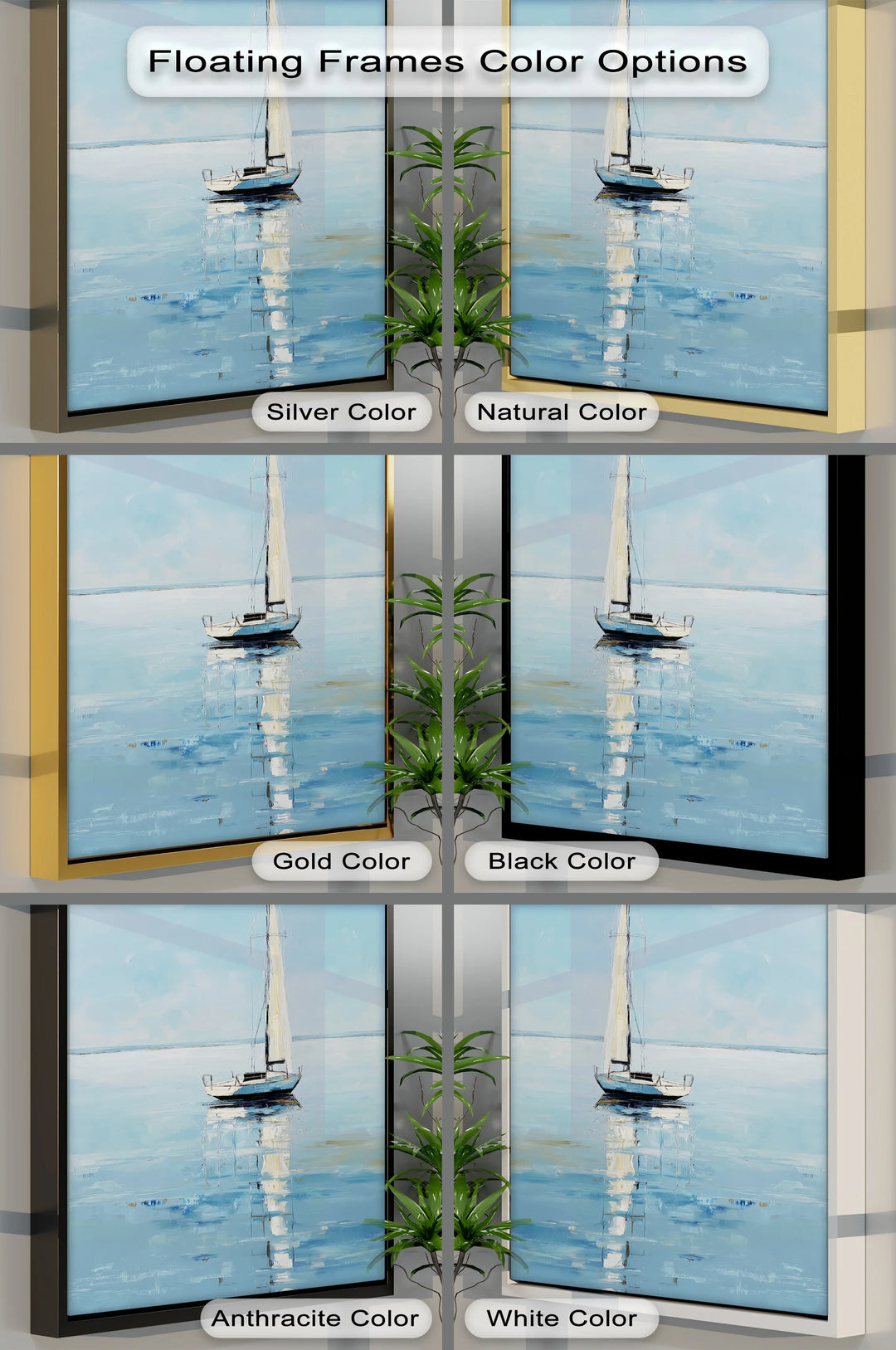 Solitary Sail – Tranquil Seascape with Reflection Boat Canvas Print - MyPhotoStation