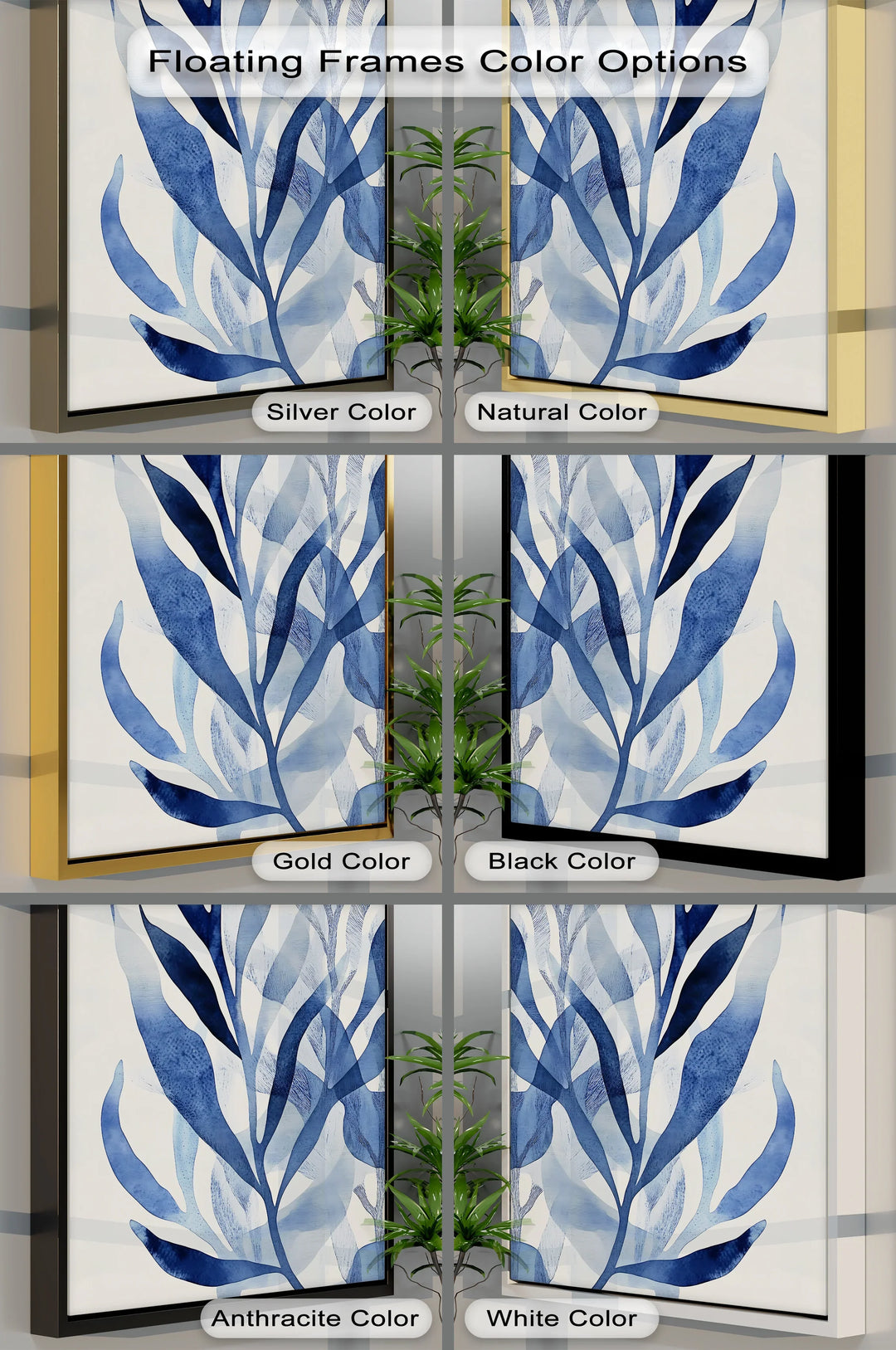 Modern Blue Leaf Abstract – Elegant Botanical Canvas Prints - MyPhotoStation