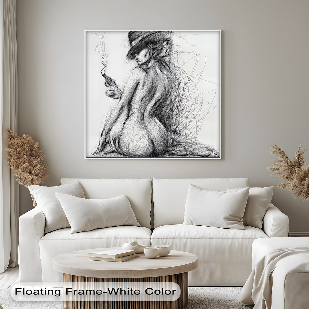 Smoke and Curves – Nude Canvas Print| Framed Wall Art