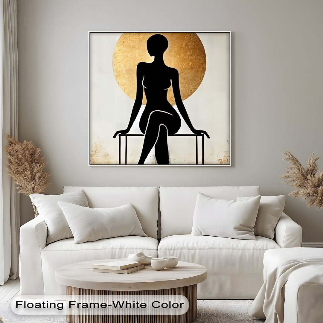 Golden Halo Silhouette – Erotic Canvas Print | Abstract Art