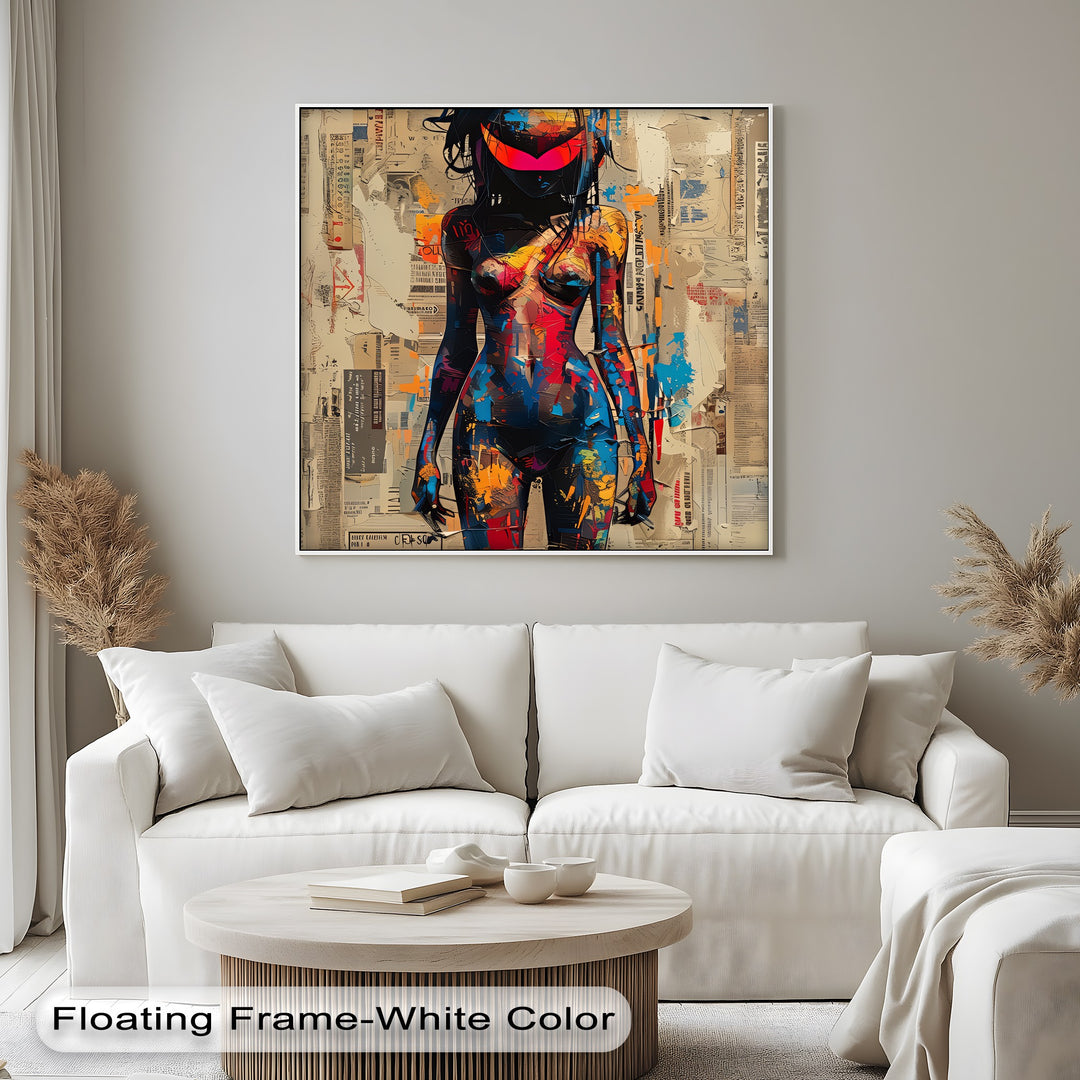 Graffiti Female Silhouette with Visor – Erotic Canvas Print | Artwork Canvas