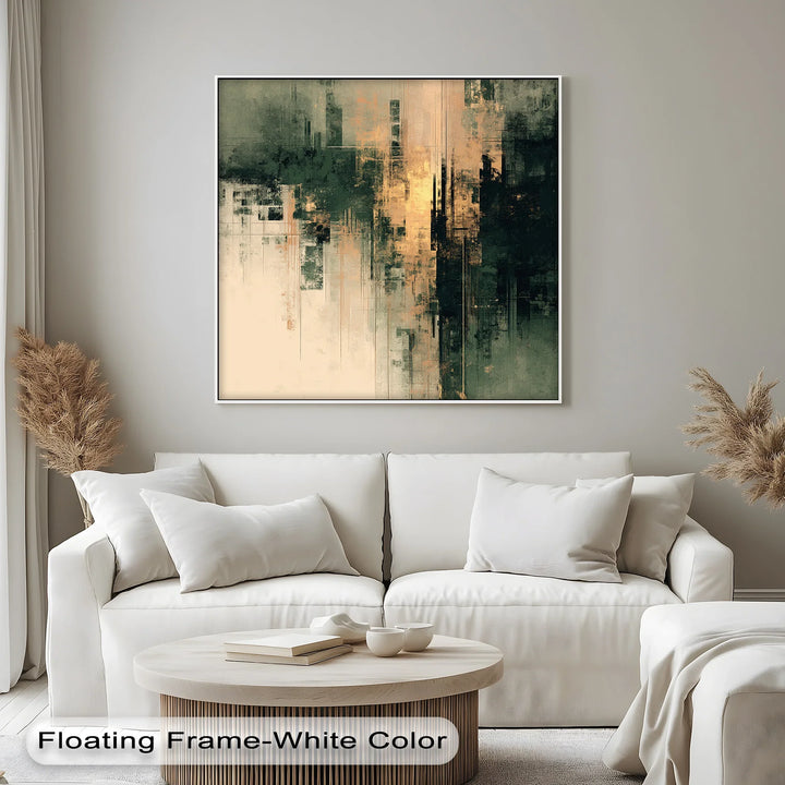 Urban Fade – Textured Green and Gold Abstract Canvas Print - MyPhotoStation