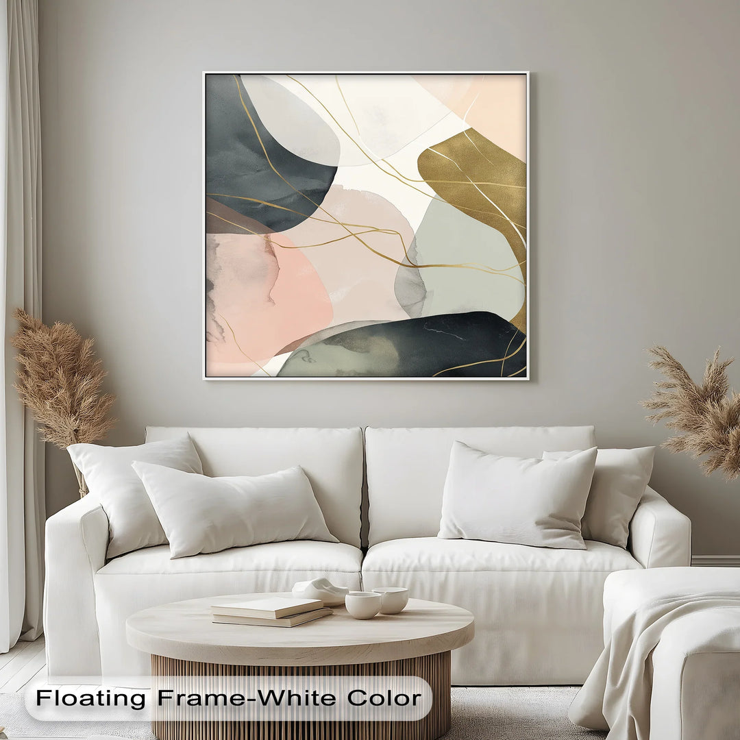 Golden Contours – Minimalist Earth-Tone Abstract Canvas Print - MyPhotoStation