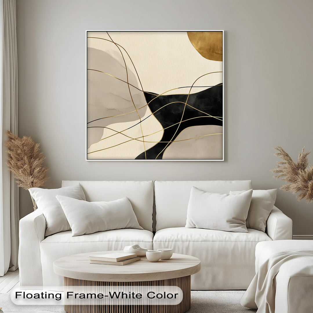 Golden Balance – Modern Black and Gold Abstract Canvas Print - MyPhotoStation