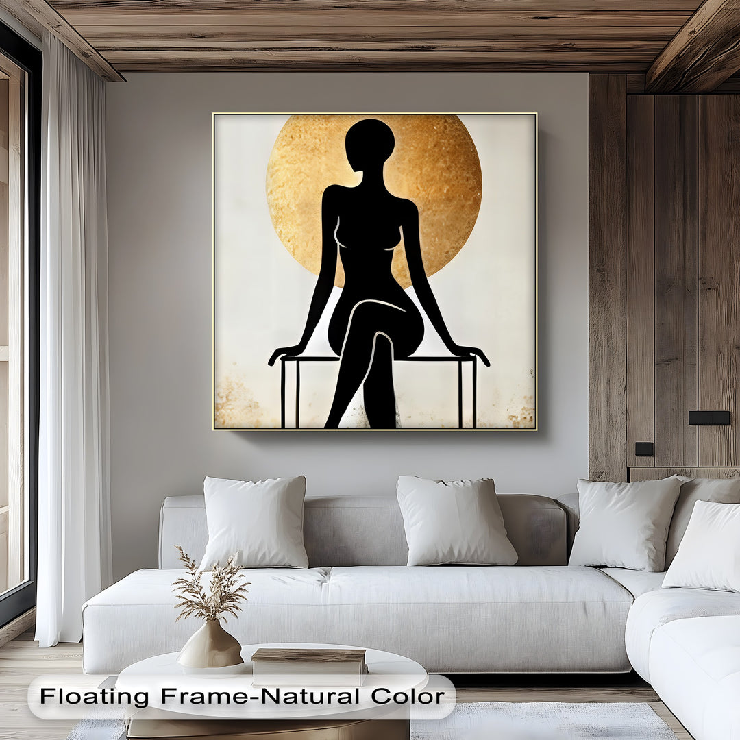 Golden Halo Silhouette – Erotic Canvas Print | Abstract Art