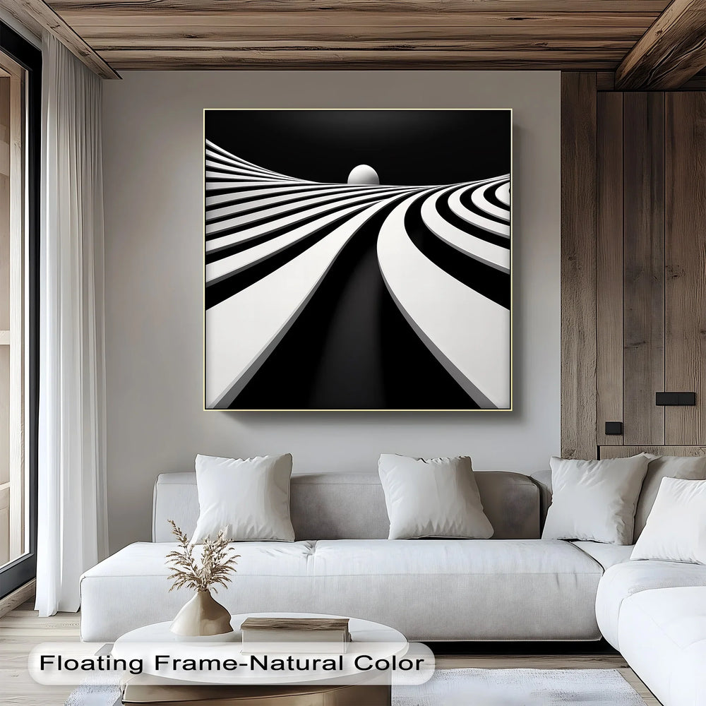 Minimalist Horizon Flow – Black & White Canvas Print - MyPhotoStation