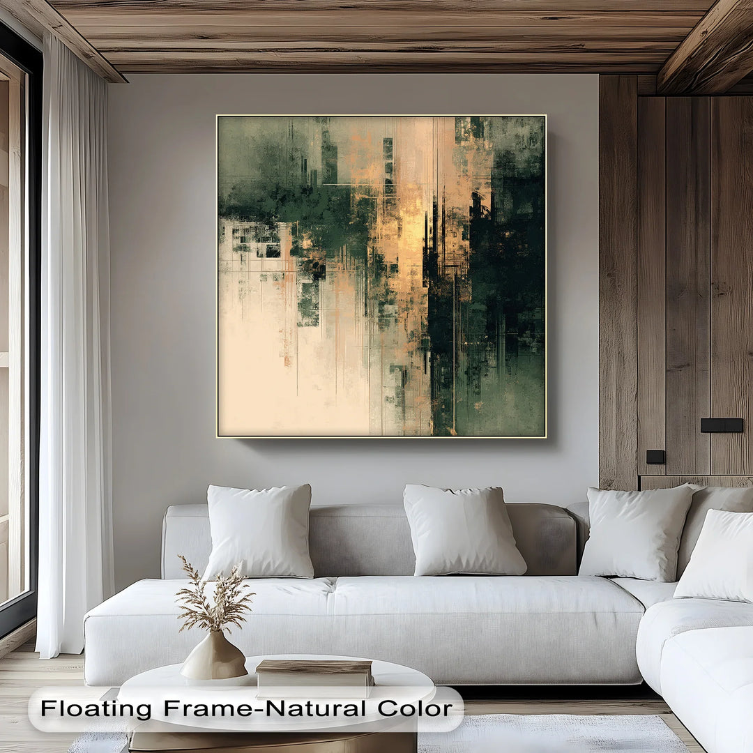 Urban Fade – Textured Green and Gold Abstract Canvas Print - MyPhotoStation