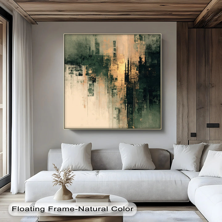 Urban Fade – Textured Green and Gold Abstract Canvas Print - MyPhotoStation