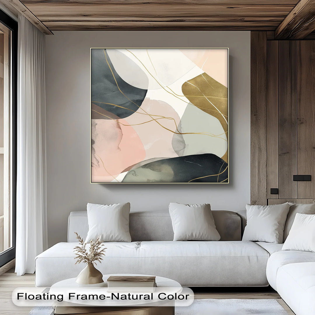 Golden Contours – Minimalist Earth-Tone Abstract Canvas Print - MyPhotoStation