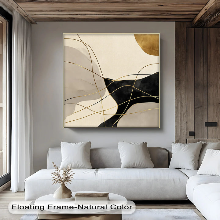 Golden Balance – Modern Black and Gold Abstract Canvas Print - MyPhotoStation