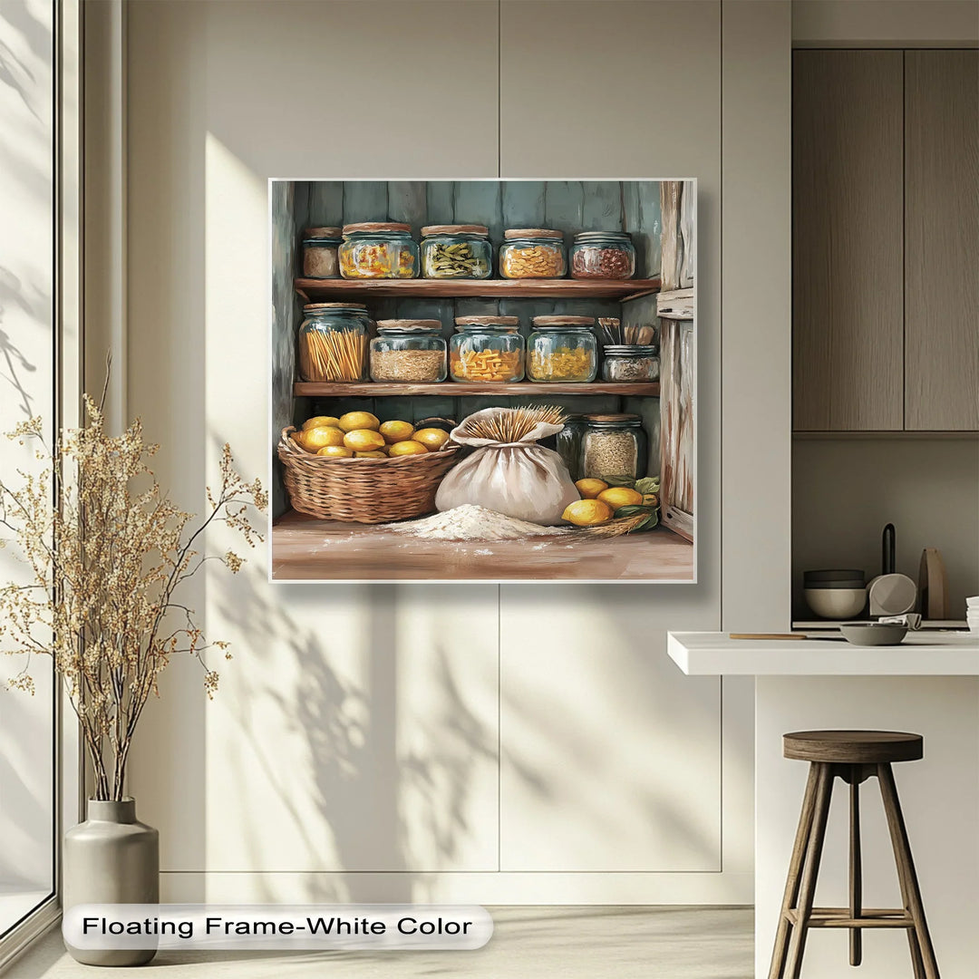 Rustic Pantry Stock – Mediterranean Kitchen Shelf Canvas Print - MyPhotoStation