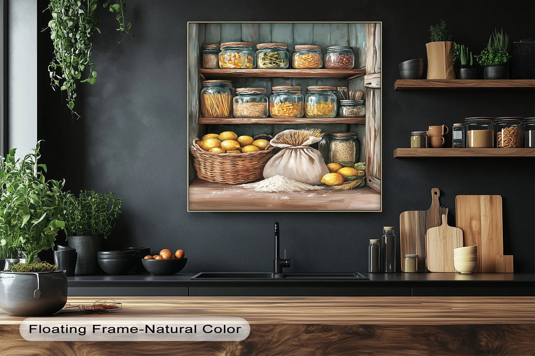 Rustic Pantry Stock – Mediterranean Kitchen Shelf Canvas Print - MyPhotoStation
