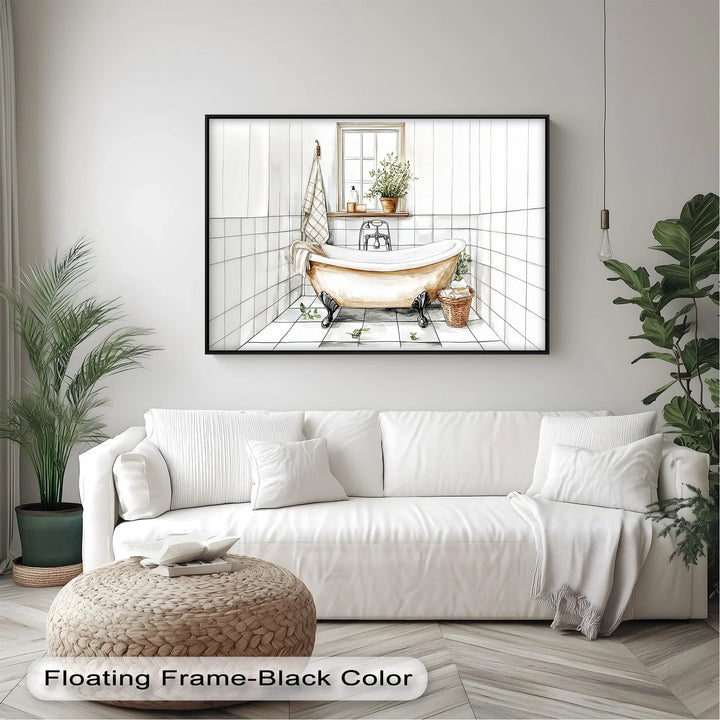 Clawfoot Bathtub in White Tile - Canvas Print - MyPhotoStation