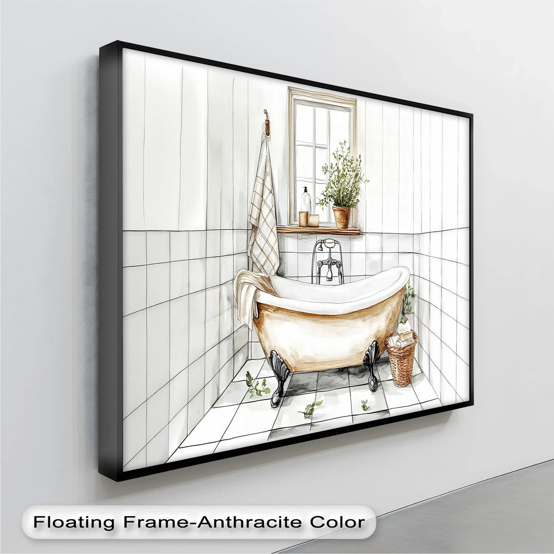 Clawfoot Bathtub in White Tile - Canvas Print - MyPhotoStation